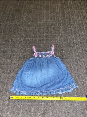 Vintage Baby Girl’s Youngland Denim Dress Pink Bows & Flowers Size 6-9 Months